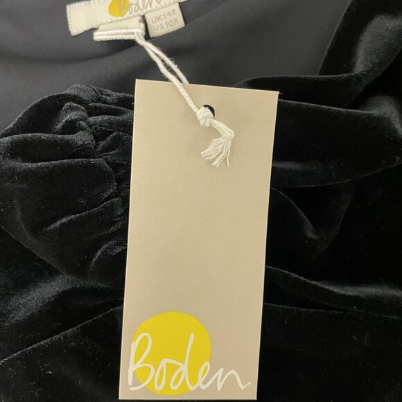 Boden Womens Velvet Dress Midi sheath UK 14R US 10 R Black Sweetheart D0371 NWT - Picture 4 of 12